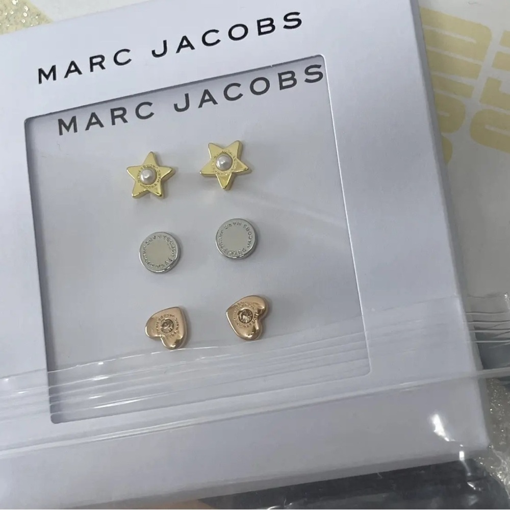 Marc Jacobs Gold Star and Silver Round Earrings